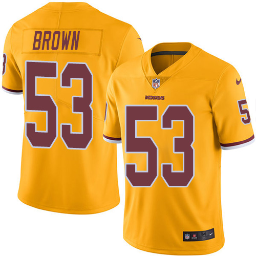 Nike Redskins #53 Zach Brown Gold Men's Stitched NFL Limited Rush Jersey - Click Image to Close